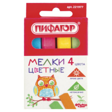 Мел цветной Пифагор набор 4шт квадратный (1/131)