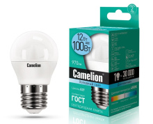 Лампа диод шар G45 12Вт Е27 4500К 970Лм Camelion (10/100)
