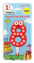 Свеча PATERRA д/торта Цифра 8 (1*BL) (24)