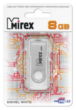 Флэш-диск Mirex  8GB Swivel белый