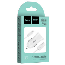 З/у авто USB-iPhone8pin Hoco Z2 1.5A 18Вт LED-индикатор белый (1/28/280)