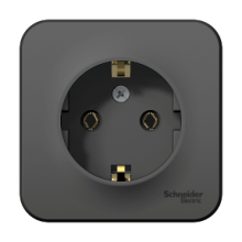 Розетка Blanca 1-ОП с/з изол пластина антрацит (12)