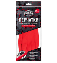 Перчатки резиновые сверхпрочные удл манжета M Aviora (12/60)