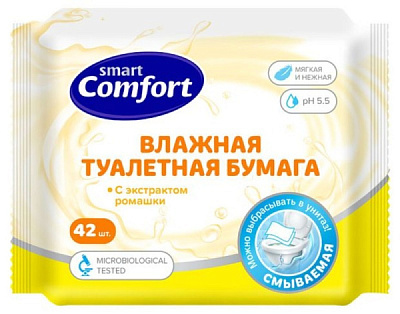 Туалетная бумага влаж Smart Comfort 42шт Kids ромашка (45)* 