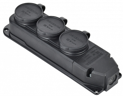 Розетка (колодка) каучуковая 3 гнезда 2P+PE 16A IP44 Generica (1/96)