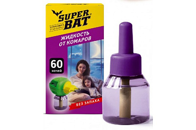 Жидкость от комаров SuperBAT 60ночей без запаха 45мл (24)
