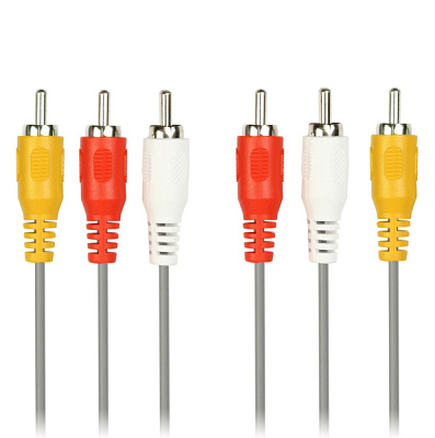 Кабель 3RCA - 3RCA  5м SmartBuy серый, пакет (1/20)