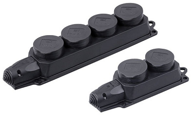 Розетка (колодка) каучуковая 4 гнезда 2P+PE 16A IP44 IEK Омега РБ34-1-0м (6)