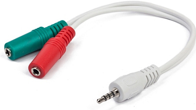 Разветв. 3.5мм 4pin - 2*3.5мм 0,2 м Cablexpert белый