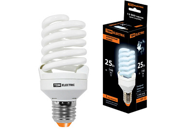 Лампа КЛЛ 25Вт Е27 4000К T2 FS TDM (10/50)