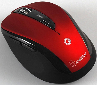 Мышь б/п бесшумная SmartBuy 612AG 5кн 1000-2000dpi подсветка красный/черный (8)