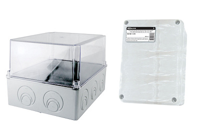 Коробка TDM 240х195х165мм IP55 5ввода прозр.крышка штрихкод (4)