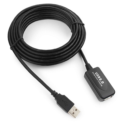 Удл. USB AM-AF 4.8м активный Cablexpert черный