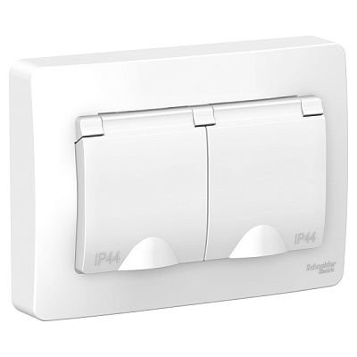 Розетка Blanca 2-СП IP44 с/з шторки крышка белый (5/30)