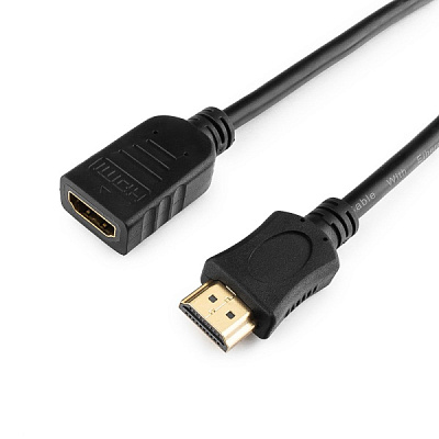 Удлинитель HDMI 1.8м v2.0 медь Cablexpert 19M/19F черный, пакет (1/60)