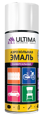 Эмаль аэрозольная белый глянцевый RAL 9003 520мл Ultima (12)