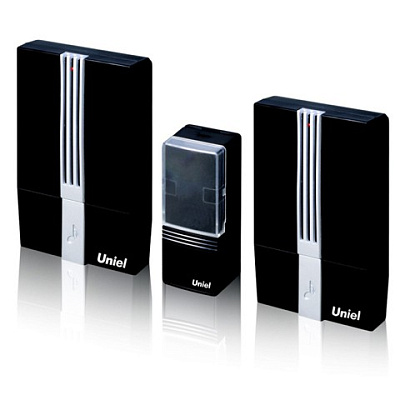 Звонок беспр Uniel UDB-003W 2базы 32мел 100м черный (10)