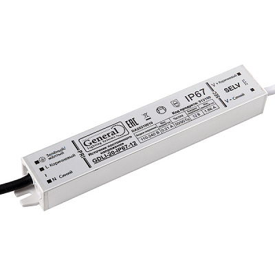 Драйвер 12В  20Вт IP67 163х30х20мм General