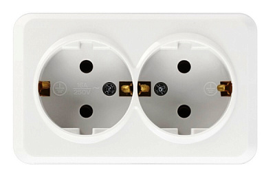 Розетка Smartbuy Юпитер 2-ая с/з белый керамика (10/200)