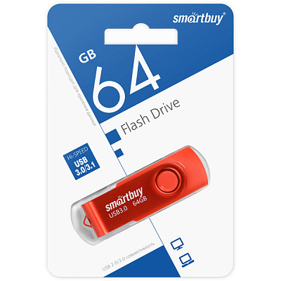 Флэш-диск SmartBuy 64GB USB 3.0 Twist красный