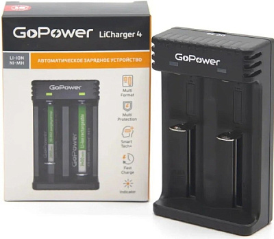 З/у GoPower LiCharger 4 (Li-ion/Ni-MH) (б/акк 2*R3/R6) (100)