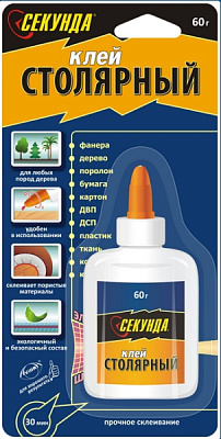 Клей ПВА   60г 1хBl столярный Секунда (12/48)*