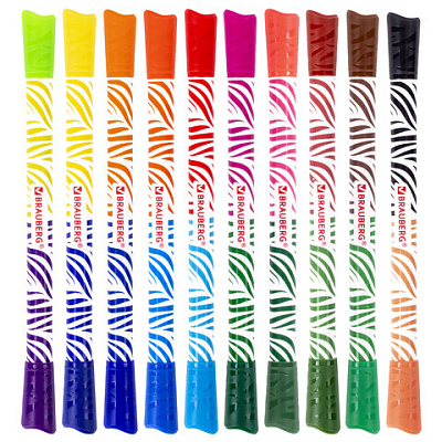 Фломастеры двусторонние утолщенные 10шт 20цв Brauberg Premium Bi-Color (4/24)