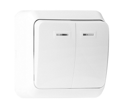 Выкл Smartbuy Юпитер 2кл подсв белый (10/200)