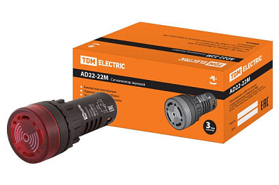 Сигнализатор звуковой TDM AD22-22M/r23 24В красный (10)