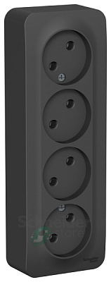 Розетка Blanca 4-ОП б/з изол пластина антрацит (5)