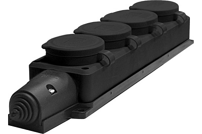 Розетка (колодка) каучуковая 4 гнезда 2P+PE 16A IP44 Универсал Компакт (36)