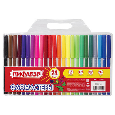 Фломастеры 24 цвета Пифагор вентилируемый колпачок (1/12/96)