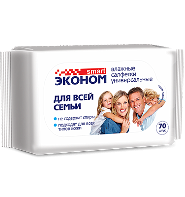 Салфетки влаж  70шт универсальные Смарт (24) 