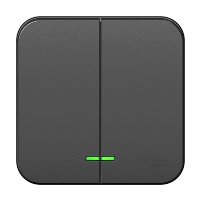 Выкл Blanca 2-ОП подсв изол пластина антрацит (15)