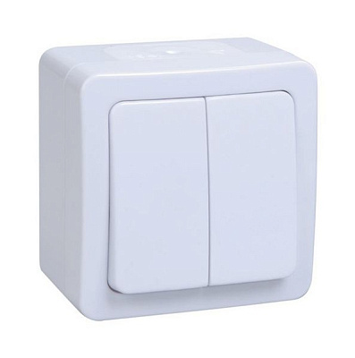 Выкл. IEK Гермес 2кл. IP54 белый (10/100)