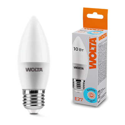 Лампа диод свеча 10Вт Е27 6500К 900Лм Wolta (50)