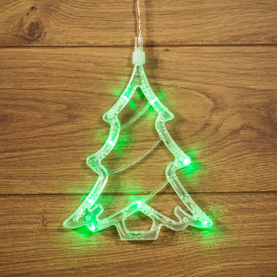 Фигура 8LED теплый белый Елочка присоска подвес 3хAAA (1/24)