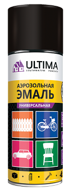 Эмаль аэрозольная черный матовый RAL 9005 520мл Ultima (12)